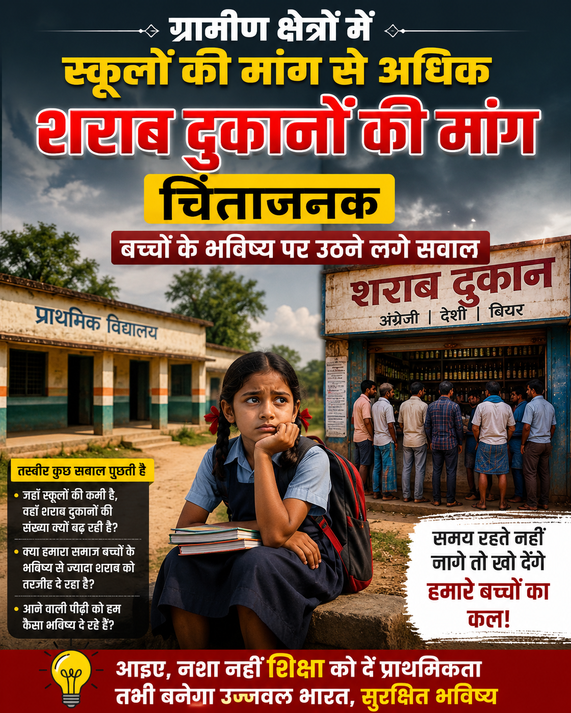 कहां जा रहा है गांवों का भविष्य? शिक्षा की जरूरतों पर भारी पड़ रही शराब दुकानों की मांग