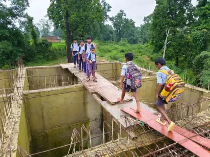 गरियाबंद: सीढ़ी से नदी पार कर रहे बच्चे, NHRC ने भेजा नोटिस