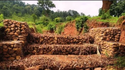 बस्तर में जल एवं मृदा संरक्षण की मिसाल बनी कुरमंडी नाले पर निर्मित गेबियन संरचना
