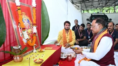 भगवान विश्वकर्मा जयंती पर मुख्यमंत्री निवास रायपुर में CM विष्णु देव साय ने की पूजा