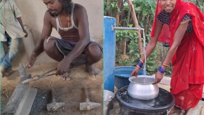 आग की तपिश से ज्यादा तकलीफदेह थी गर्मी में पानी की किलत अब आंगन में  नल की धार बहती है 